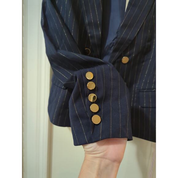 Choosy Sawyer Navy Blue Blazer with Gold Pin Strips NWT Size 2 - Picture 6 of 8